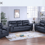1430 - LIVING ROOM SOFA LOVESEAT BLACK